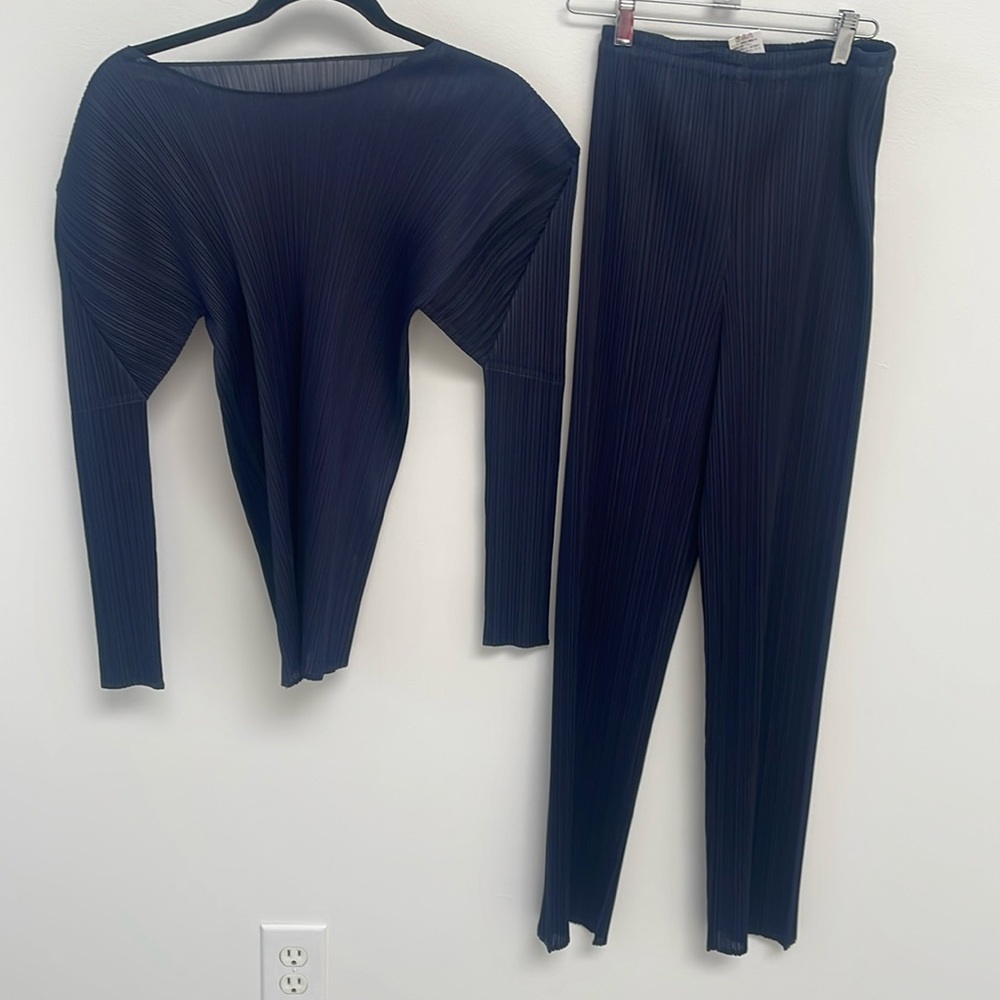 Pleats Please by Issey Miyake Blue pants and top